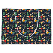 Retro Christmas Bowling Pattern Große Geschenktüte (Rückseite)