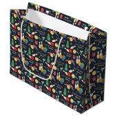 Retro Christmas Bowling Pattern Große Geschenktüte (Vorderseite Schrägansicht)