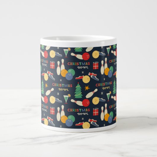 Retro Christmas Bowling Pattern Jumbo-Tasse (Vorderseite)