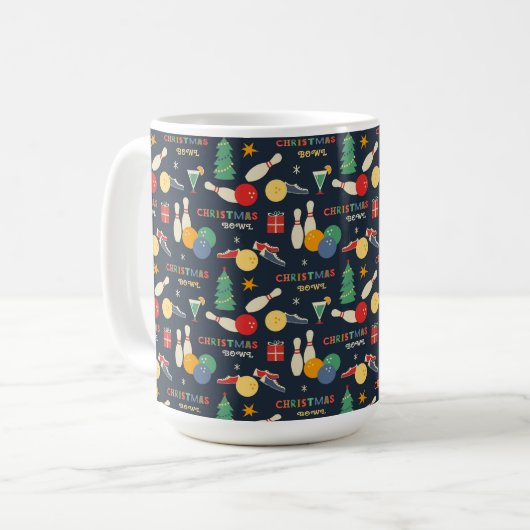 Retro Christmas Bowling Pattern Kaffeetasse (Vorderseite Links)