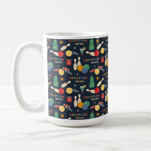 Retro Christmas Bowling Pattern Kaffeetasse (Links)
