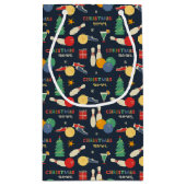 Retro Christmas Bowling Pattern Kleine Geschenktüte (Rückseite)