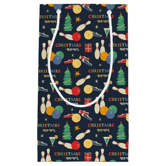 Retro Christmas Bowling Pattern Kleine Geschenktüte (Vorderseite)