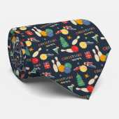 Retro Christmas Bowling Pattern Krawatte (Gerollt)