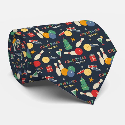 Retro Christmas Bowling Pattern Krawatte (Gerollt)