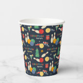 Retro Christmas Bowling Pattern Pappbecher (Rückseite)