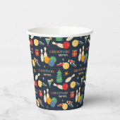 Retro Christmas Bowling Pattern Pappbecher (Links)
