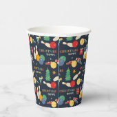 Retro Christmas Bowling Pattern Pappbecher (Rechts)