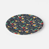 Retro Christmas Bowling Pattern Pappteller (Schrägansicht)