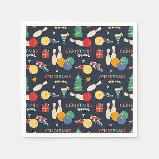 Retro Christmas Bowling Pattern Serviette (Vorderseite)