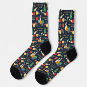 Retro Christmas Bowling Pattern Socken (Linkes Detail)