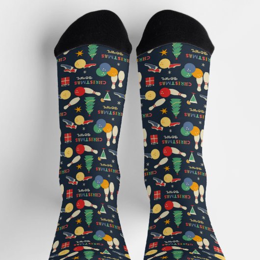 Retro Christmas Bowling Pattern Socken (Oben)