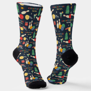 Retro Christmas Bowling Pattern Socken