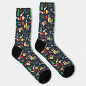 Retro Christmas Bowling Pattern Socken (Rechts)
