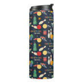 Retro Christmas Bowling Pattern Thermosbecher (Nach links gedreht)
