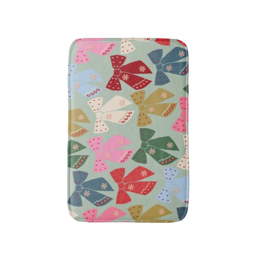 Retro Christmas Bows Coquette Badematte (Vorderseite Vertikal)