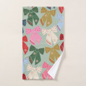 Retro Christmas Bows Coquette Badhandtuch Set (Handtuch)