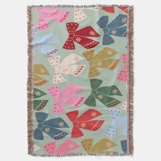 Retro Christmas Bows Coquette Decke (Vorderseite Vertikal)