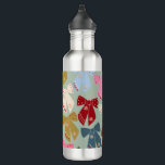 Retro Christmas Bows Coquette Edelstahlflasche<br><div class="desc">Farbenfrohe Weihnachtsbögen - Coquette Ribbons - Minzgrün Hintergrund.</div>