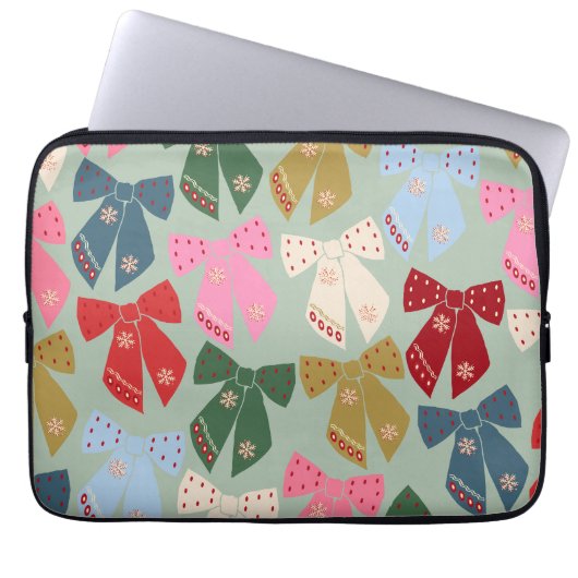 Retro Christmas Bows Coquette Laptopschutzhülle (Vorderseite)
