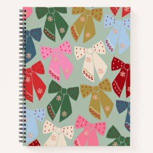 Retro Christmas Bows Coquette Notizblock
