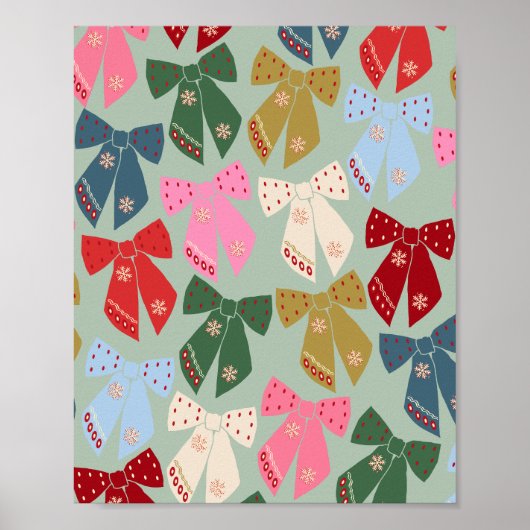 Retro Christmas Bows Coquette Poster (Vorne)