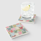 Retro Christmas Bows Coquette Steinuntersetzer (Seitenansicht)