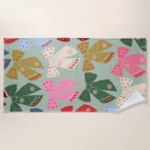 Retro Christmas Bows Coquette Strandtuch (Vorderseite)