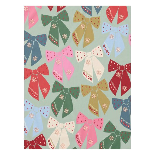 Retro Christmas Bows Coquette Tischdecke (Vorderseite)