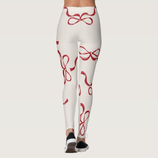 Retro Christmas Bows Holiday Classic rot Leggings (Rückseite)