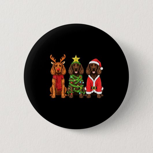 Retro Christmas Boykin Spaniel Santa Reindeer Dog  Button (Vorderseite)