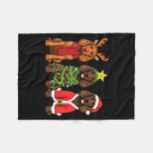 Retro Christmas Boykin Spaniel Santa Reindeer Dog Fleecedecke (Vorderseite (Horizontal))