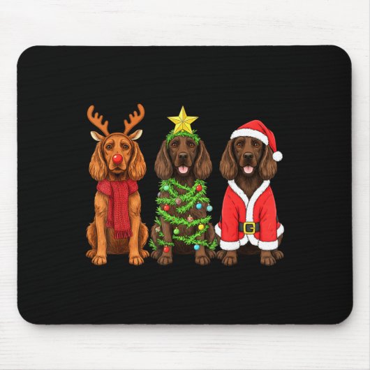Retro Christmas Boykin Spaniel Santa Reindeer Dog Mousepad (Vorne)
