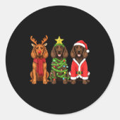 Retro Christmas Boykin Spaniel Santa Reindeer Dog Runder Aufkleber (Vorderseite)