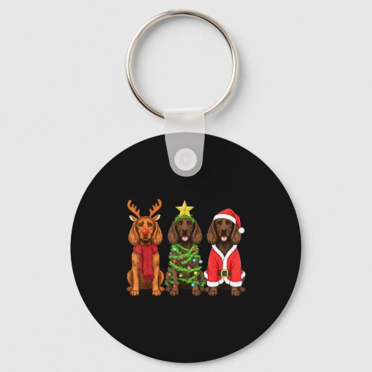 Retro Christmas Boykin Spaniel Santa Reindeer Dog Schlüsselanhänger (Vorderseite)
