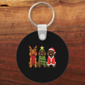 Retro Christmas Boykin Spaniel Santa Reindeer Dog Schlüsselanhänger (Vorderseite)