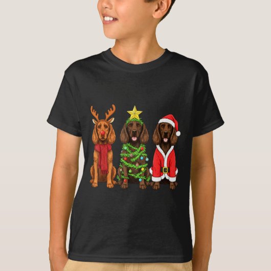 Retro Christmas Boykin Spaniel Santa Reindeer Dog T-Shirt (Vorderseite)