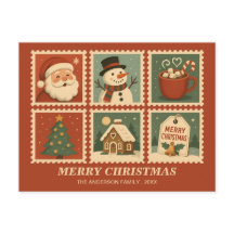 Retro Christmas Briefmarke Collage