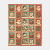 Retro Christmas Briefmarke Collage Fleecedecke (Vorderseite)