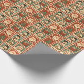 Retro Christmas Briefmarke Collage Geschenkpapier (Ecke)
