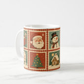 Retro Christmas Briefmarke Collage Holiday Tasse (Vorderseite Links)