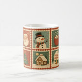 Retro Christmas Briefmarke Collage Holiday Tasse (Mittel)