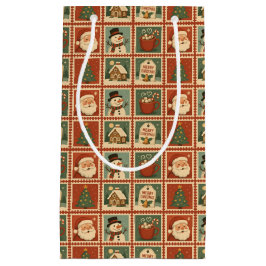 Retro Christmas Briefmarke Collage Kleine Geschenktüte