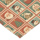 Retro Christmas Briefmarke Collage Kurzer Tischläufer (Ecke)