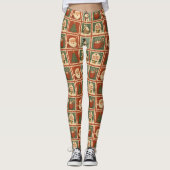 Retro Christmas Briefmarke Collage Leggings (Vorderseite)