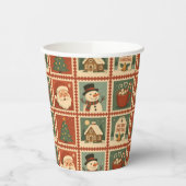 Retro Christmas Briefmarke Collage Pappbecher (Links)