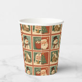 Retro Christmas Briefmarke Collage Pappbecher (Rechts)