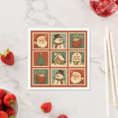 Retro Christmas Briefmarke Collage Serviette (Beispiel)