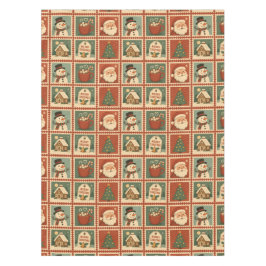Retro Christmas Briefmarke Collage Tischdecke