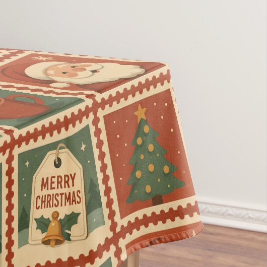 Retro Christmas Briefmarke Collage Tischdecke (Beispiel)